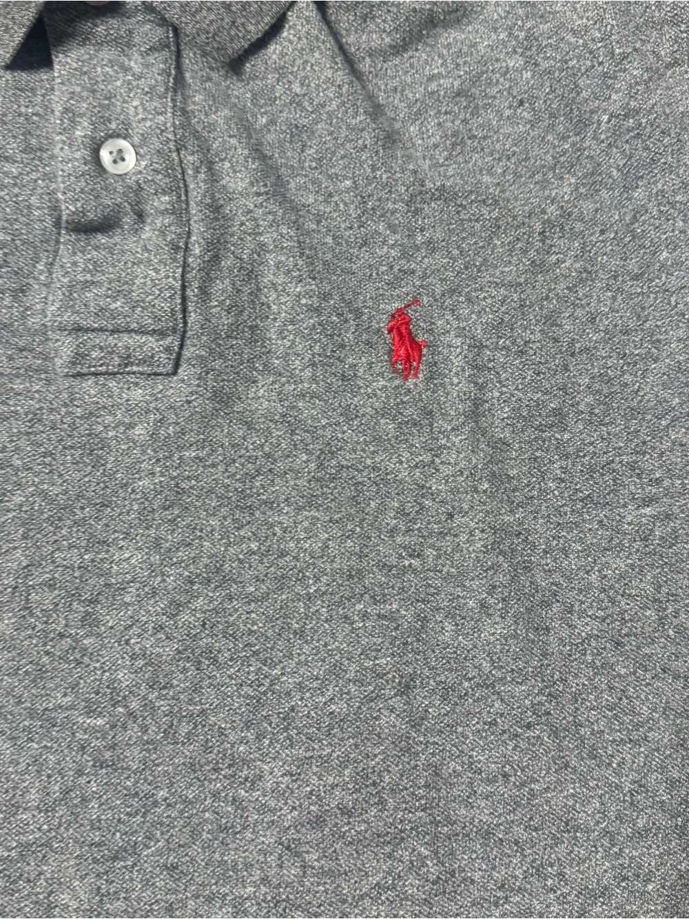 Polo Ralph Lauren Mens Polo Shirt Small S/P Heather Gray Short Sleeve Red Pony